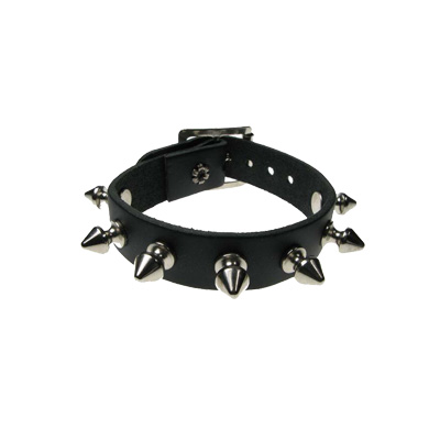 Bullet 69 Funky Punk - 1 row spike Armband - Schwarz/Silberfarben